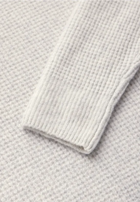 Strukturierter Strickpullover mit Stehkragen