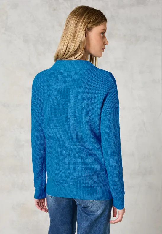 Strukturierter Waffelstrick-Pullover