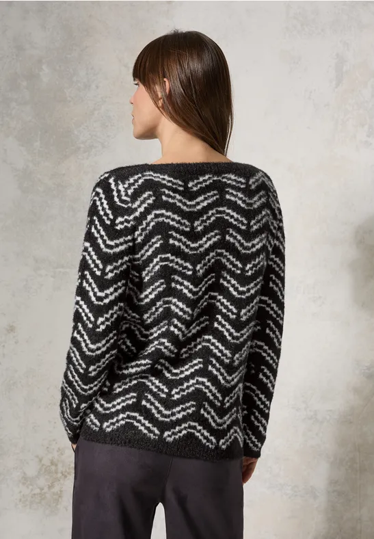 Kuscheliger Jacquard-Strickpullover mit Grafik