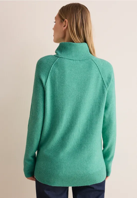 Strukturierter Melange-Rollkragenpullover