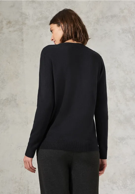 Strukturierter Rundhals-Strickpullover