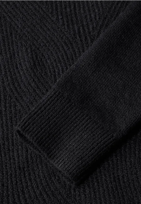 Strukturierter Rundhals-Strickpullover