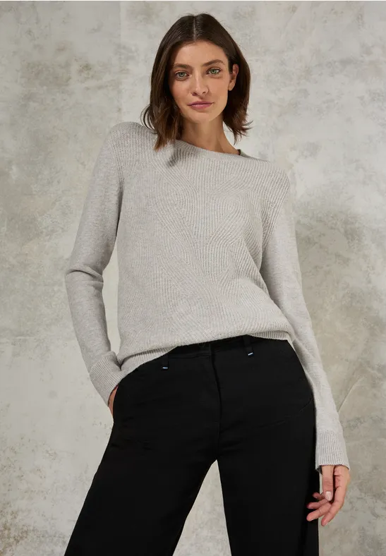 Strukturierter Rundhals-Strickpullover