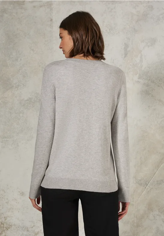 Strukturierter Rundhals-Strickpullover