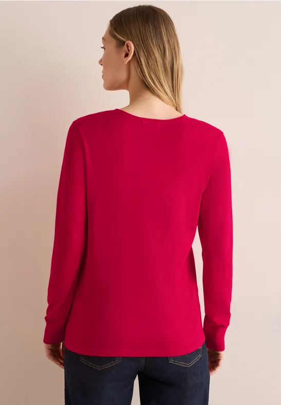 Weicher Feinstrick-Pullover mit V-Ausschnitt