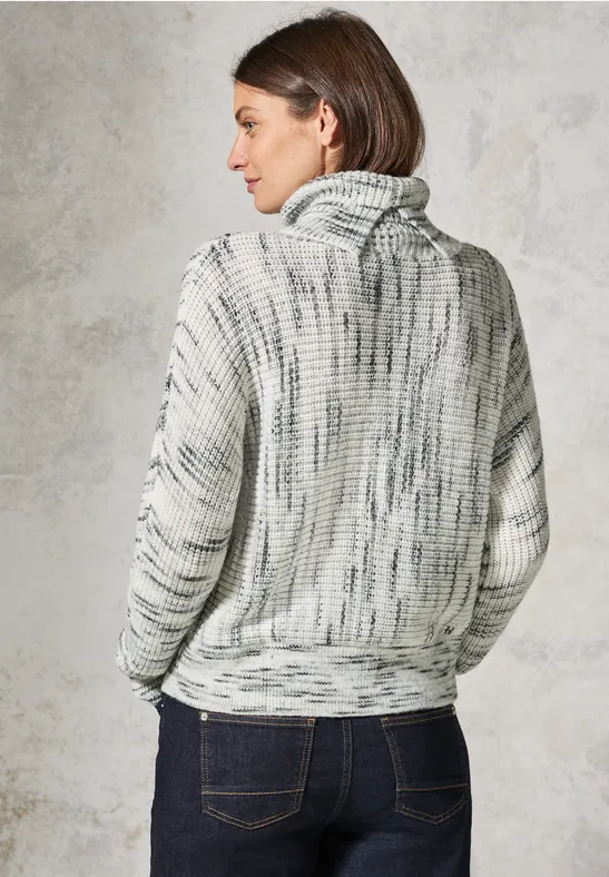 Entspannter melierter Rollkragenpullover aus Strick