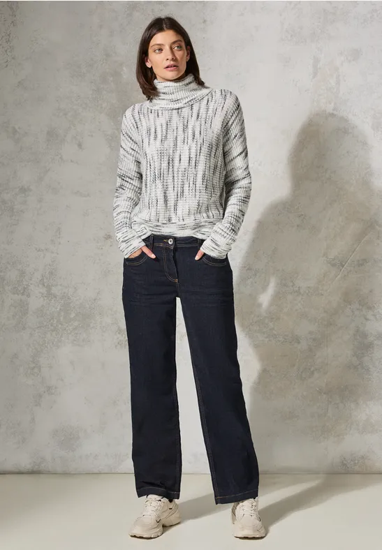 Entspannter melierter Rollkragenpullover aus Strick
