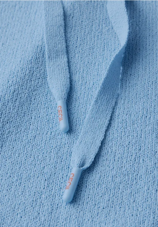 Feinstrick-Hoodie mit 3/4-Ärmeln