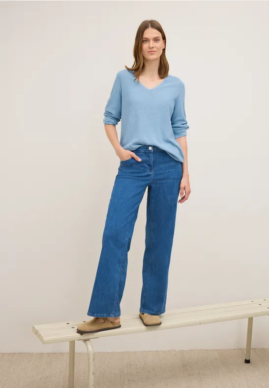 V-Ausschnitt Pullover mit 3/4-Arm