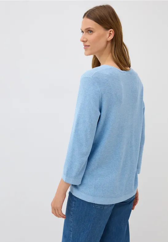 V-Ausschnitt Pullover mit 3/4-Arm