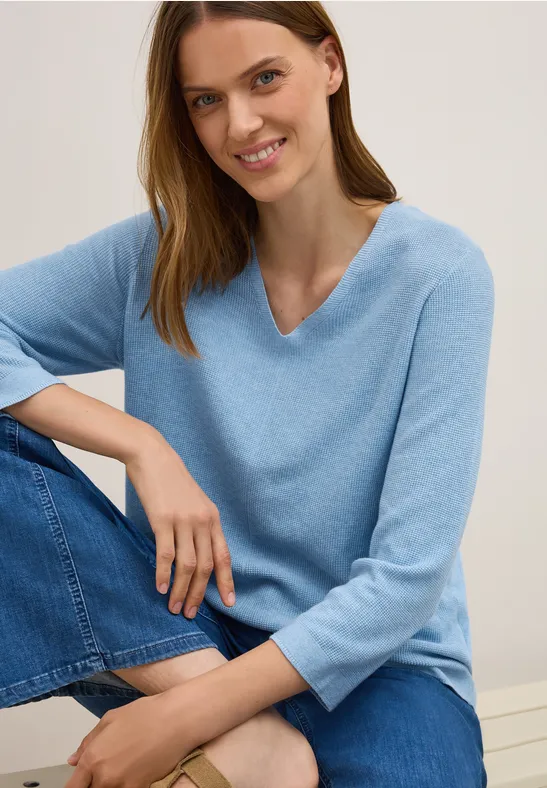 V-Ausschnitt Pullover mit 3/4-Arm
