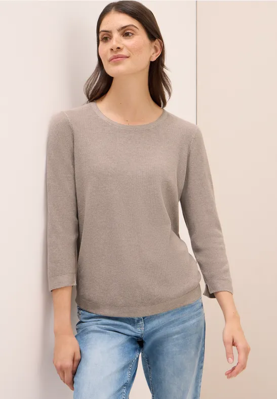 Strukturierter Rundhals-Strickpullover