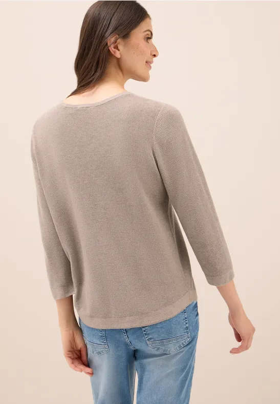 Strukturierter Rundhals-Strickpullover