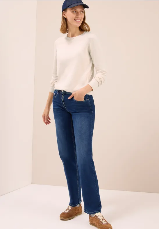 Feinstrick-Pullover mit Rundhalsausschnitt