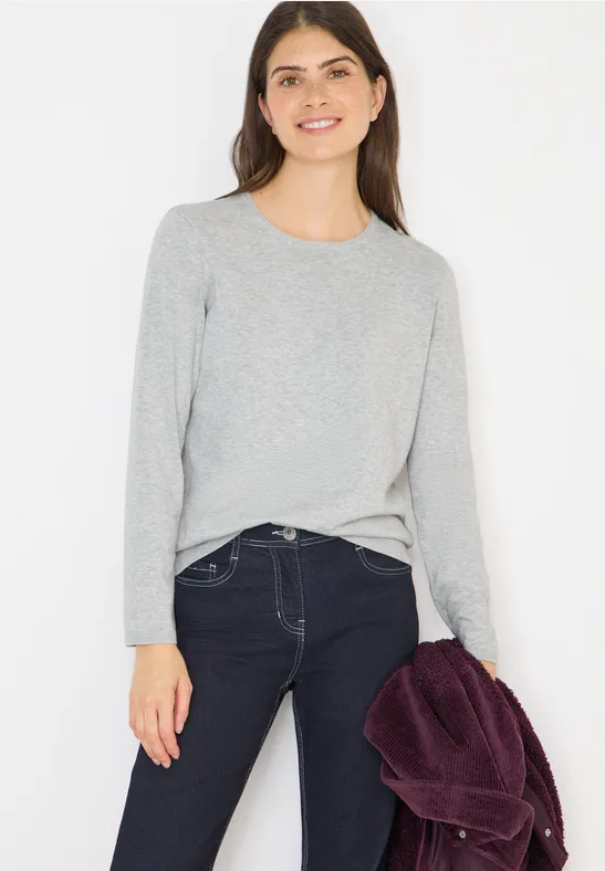 Klassischer Rundhals-Langarm-Pullover