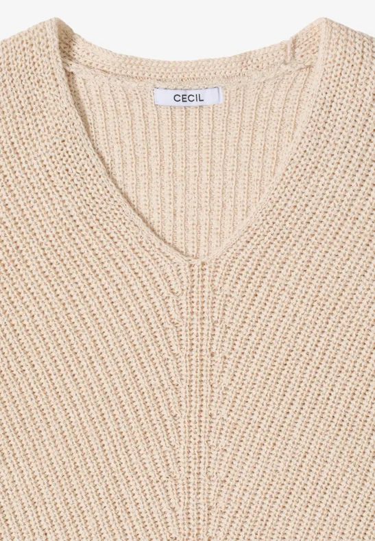 Strukturierter Langarm-Pullover mit Rundhals