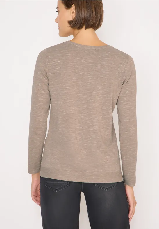 Strukturierter Langarm-Pullover mit Rundhals