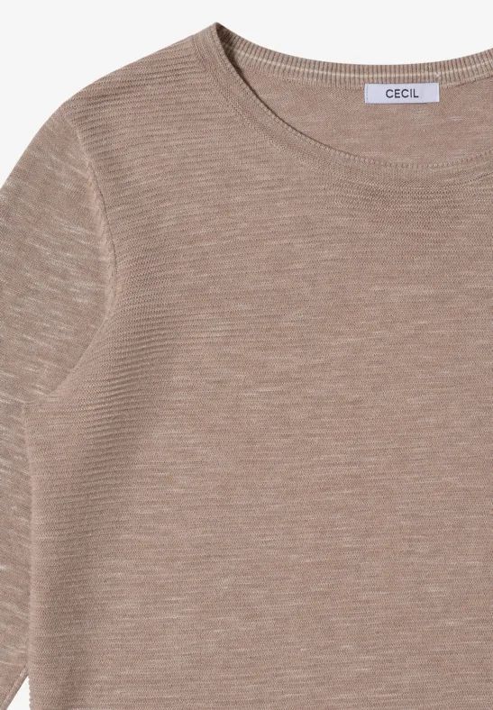 Strukturierter Langarm-Pullover mit Rundhals