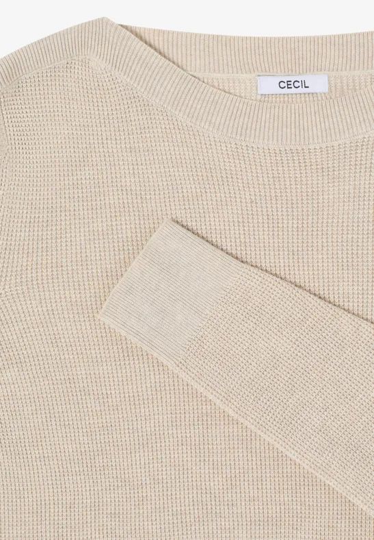 Strukturierter Langarm-Pullover mit Rundhals