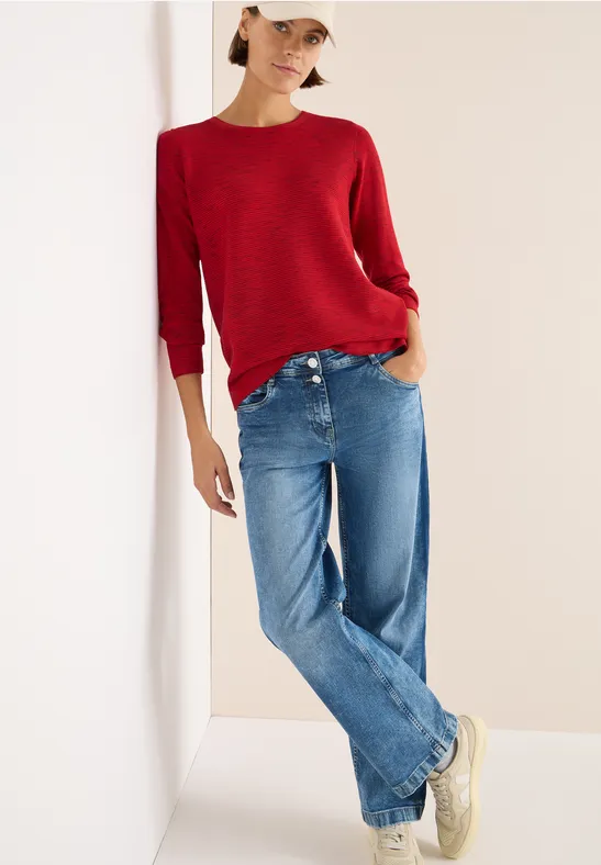 Strukturierter Rundhals-Pullover im Klassik-Stil