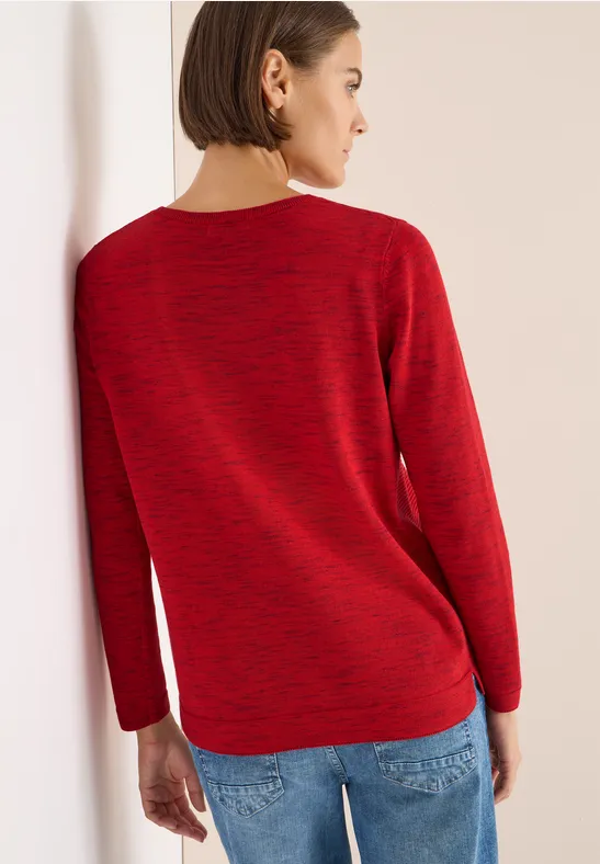 Strukturierter Rundhals-Pullover im Klassik-Stil