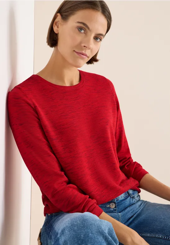 Strukturierter Rundhals-Pullover im Klassik-Stil