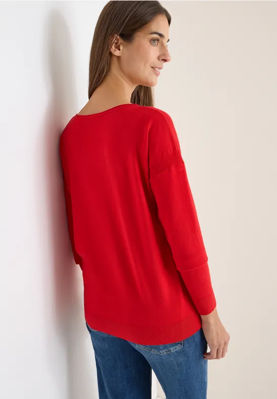 Feinstrickpullover mit U-Boot-Ausschnitt
