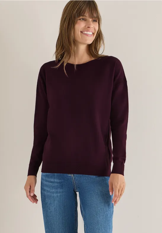 Feinstrickpullover mit U-Boot-Ausschnitt