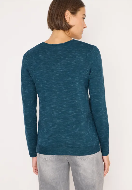 Melange-Pullover mit V-Ausschnitt