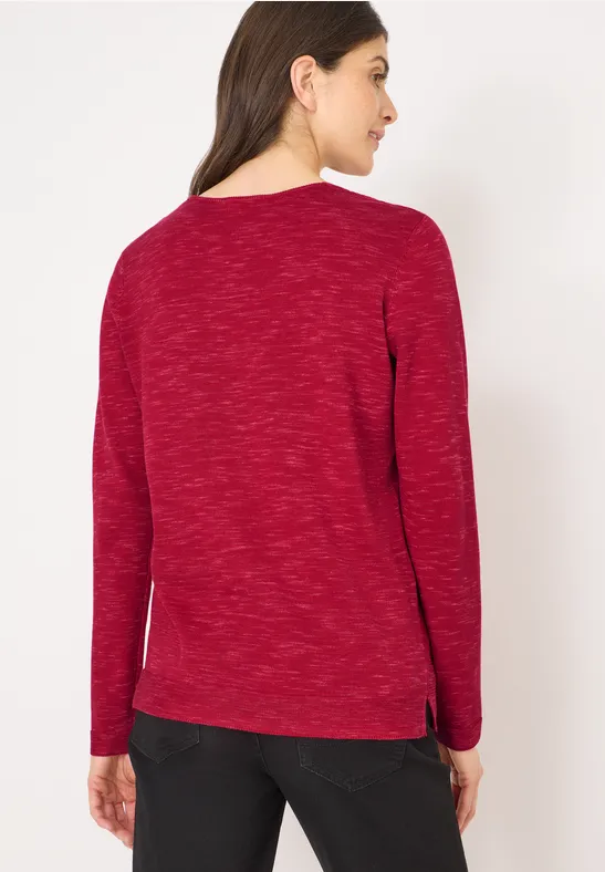 V-Ausschnitt Pullover in Melange-Optik