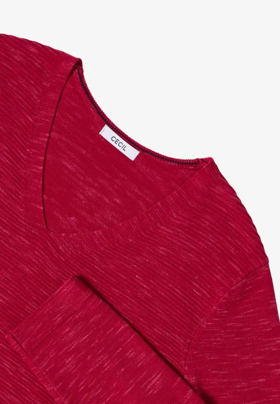 V-Ausschnitt Pullover in Melange-Optik