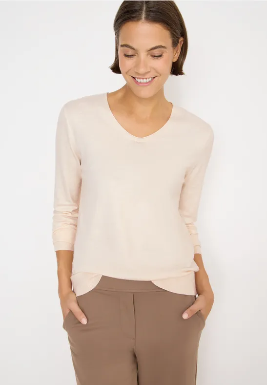 Weicher Strickpullover mit Rund-V-Ausschnitt