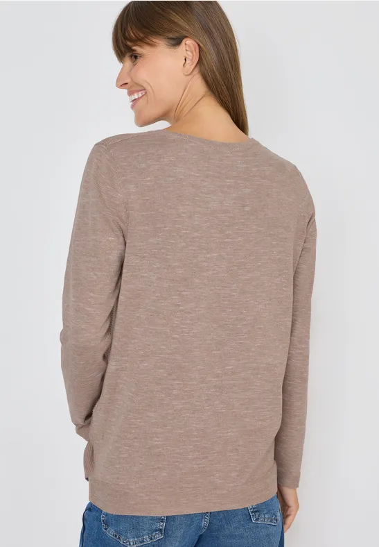Strukturierter Rundhals-Strickpullover