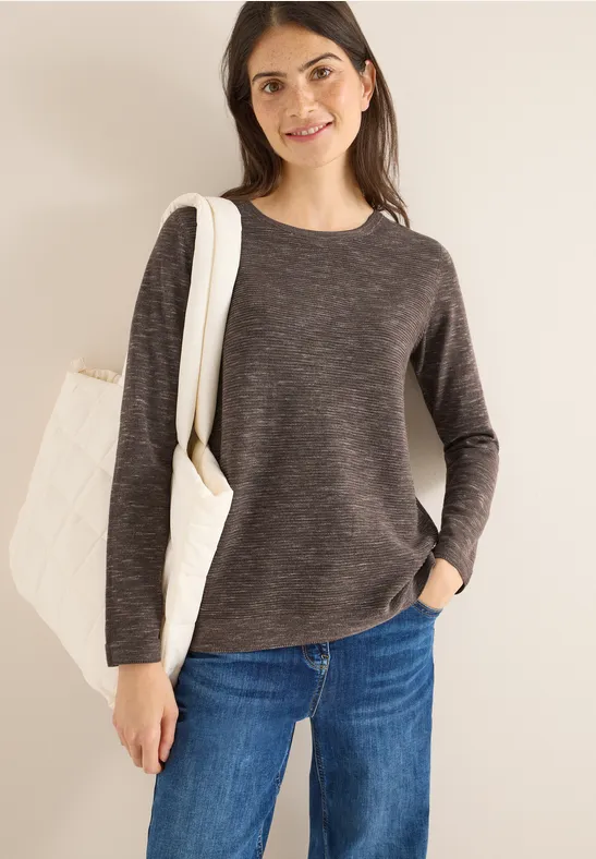 Strukturierter Rundhals-Strickpullover