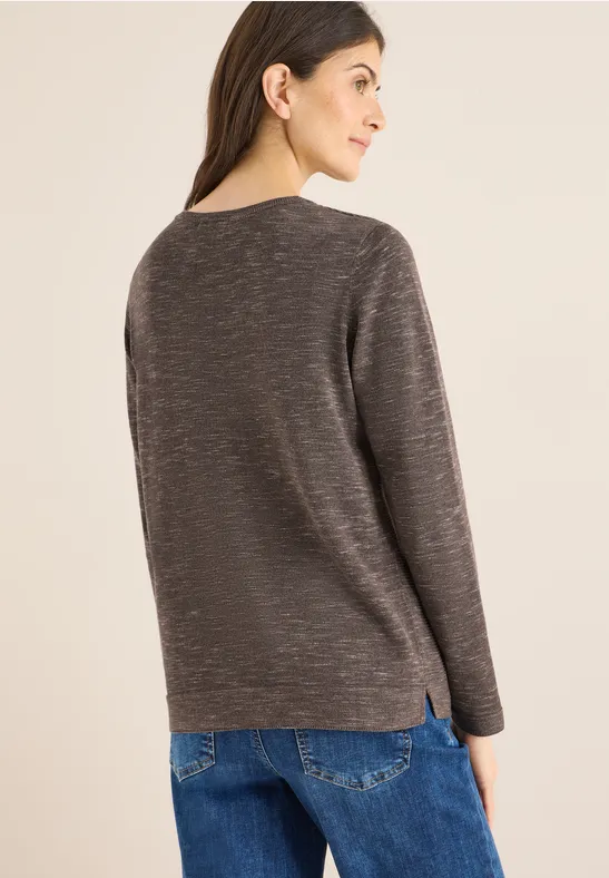 Strukturierter Rundhals-Strickpullover