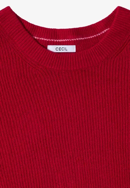 Gerippter Strickpullover mit Rundhalsausschnitt
