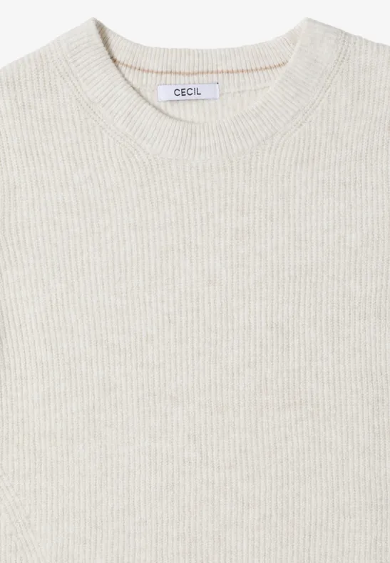 Strukturierter Rippstrick-Pullover mit Rundhalsausschnitt