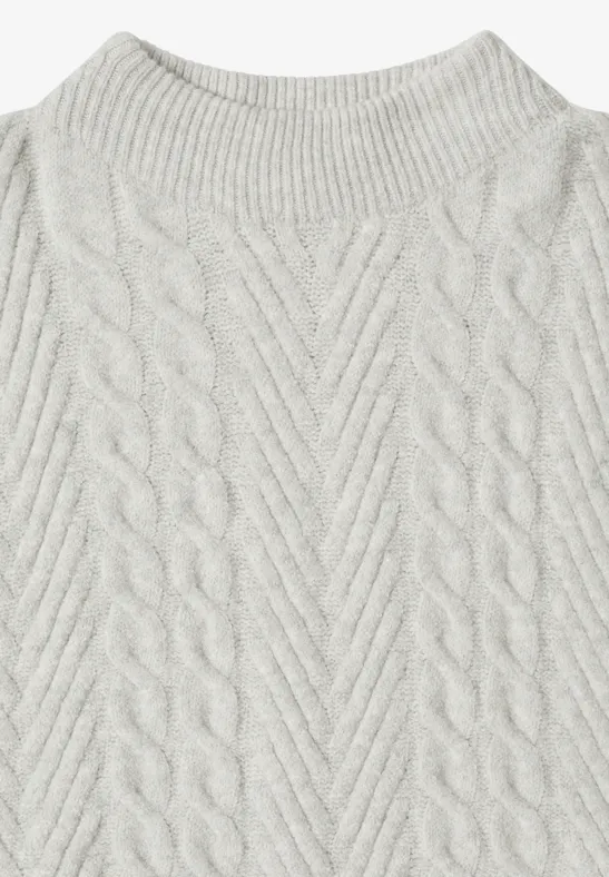 Strukturierter Rollkragenpullover mit Zopfmuster