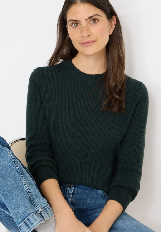 Strickpullover mit Struktur und Rundhalsausschnitt