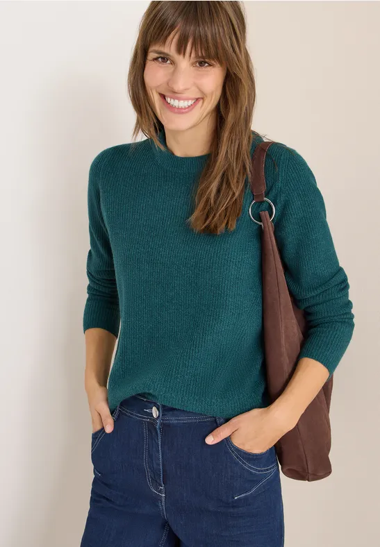 Strickpullover mit Struktur und Rundhalsausschnitt