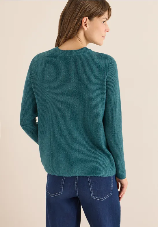 Strickpullover mit Struktur und Rundhalsausschnitt