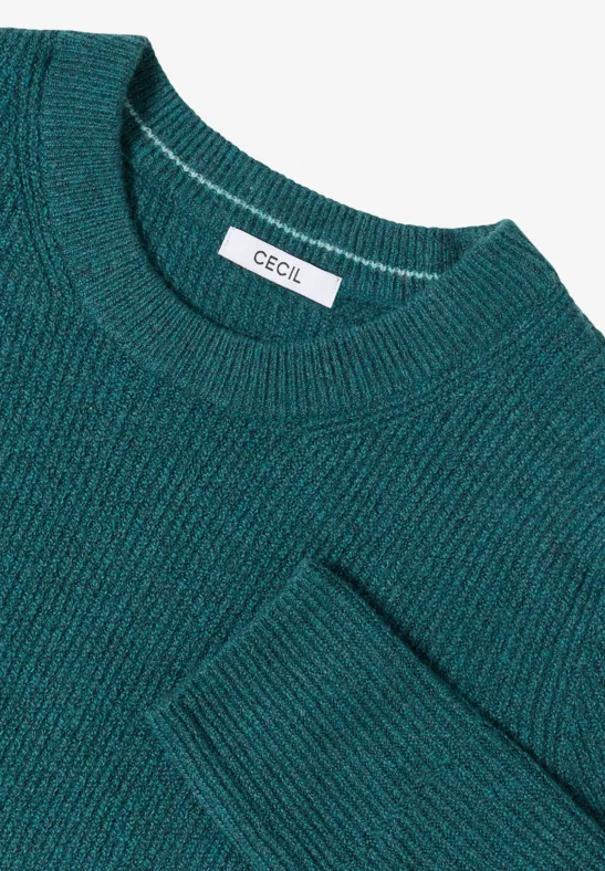 Strickpullover mit Struktur und Rundhalsausschnitt