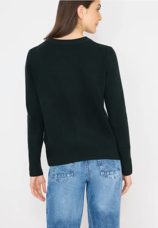 Strickpullover mit Struktur und Rundhalsausschnitt