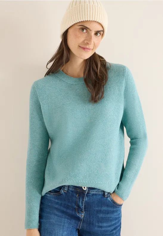 Strickpullover mit Struktur und Rundhalsausschnitt