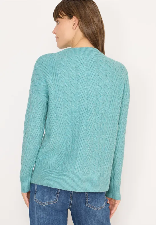Struktur-Pullover mit Zopfstrick-Mix