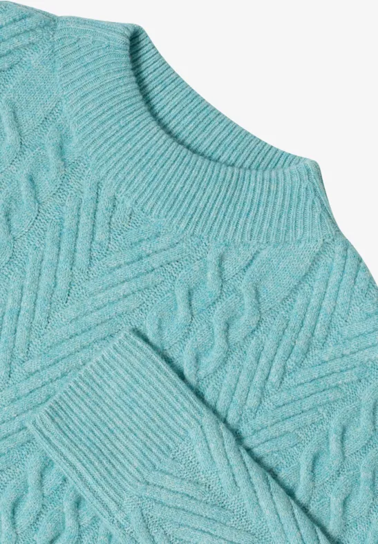 Struktur-Pullover mit Zopfstrick-Mix