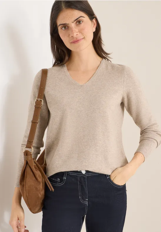 Weicher V-Ausschnitt Strickpullover