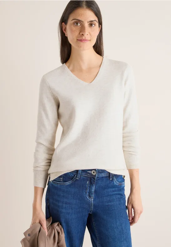 Weicher V-Ausschnitt Strickpullover