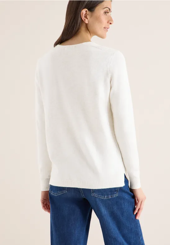 Weicher V-Ausschnitt Strickpullover