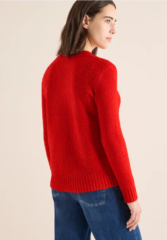 Strukturierter Bouclé-Pullover mit V-Ausschnitt